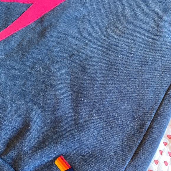 Aviator Nation - Bolt Stitch Chevron 5 Crew Sweatshirt in Heather Navy/Neon - Picture 2 of 4